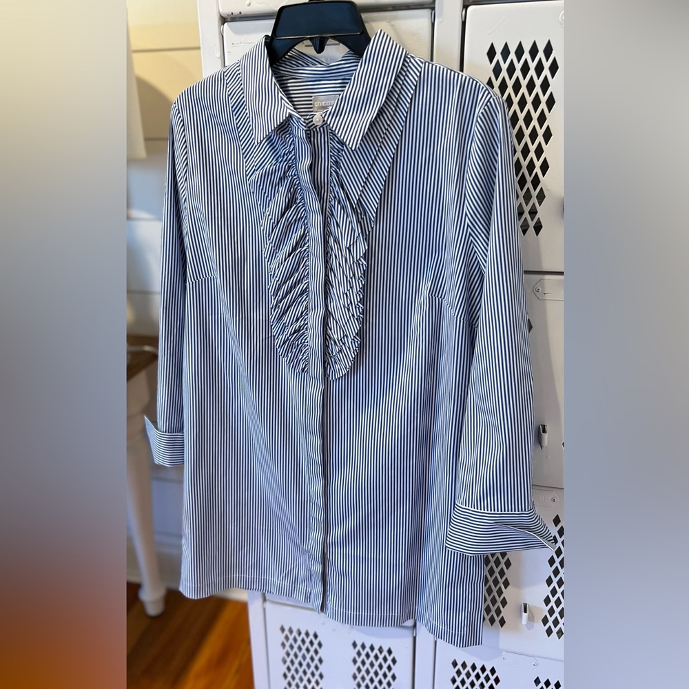 Chicos striped ruffled Tunic